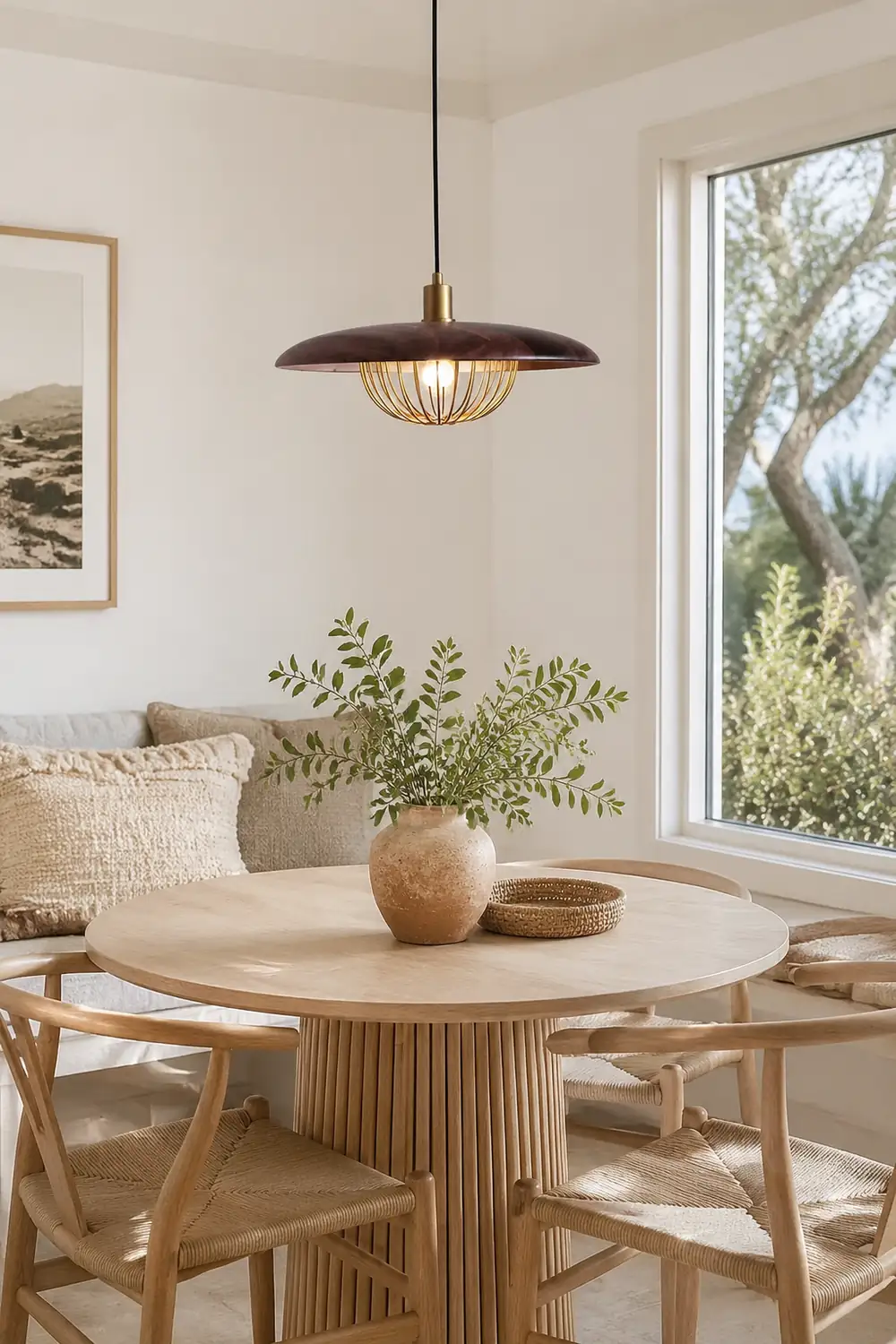 Cairns Modern Nordic Sutle Metal Pendant Light, Gold/Brown/Gray/Brown/Wood - Lumpaz