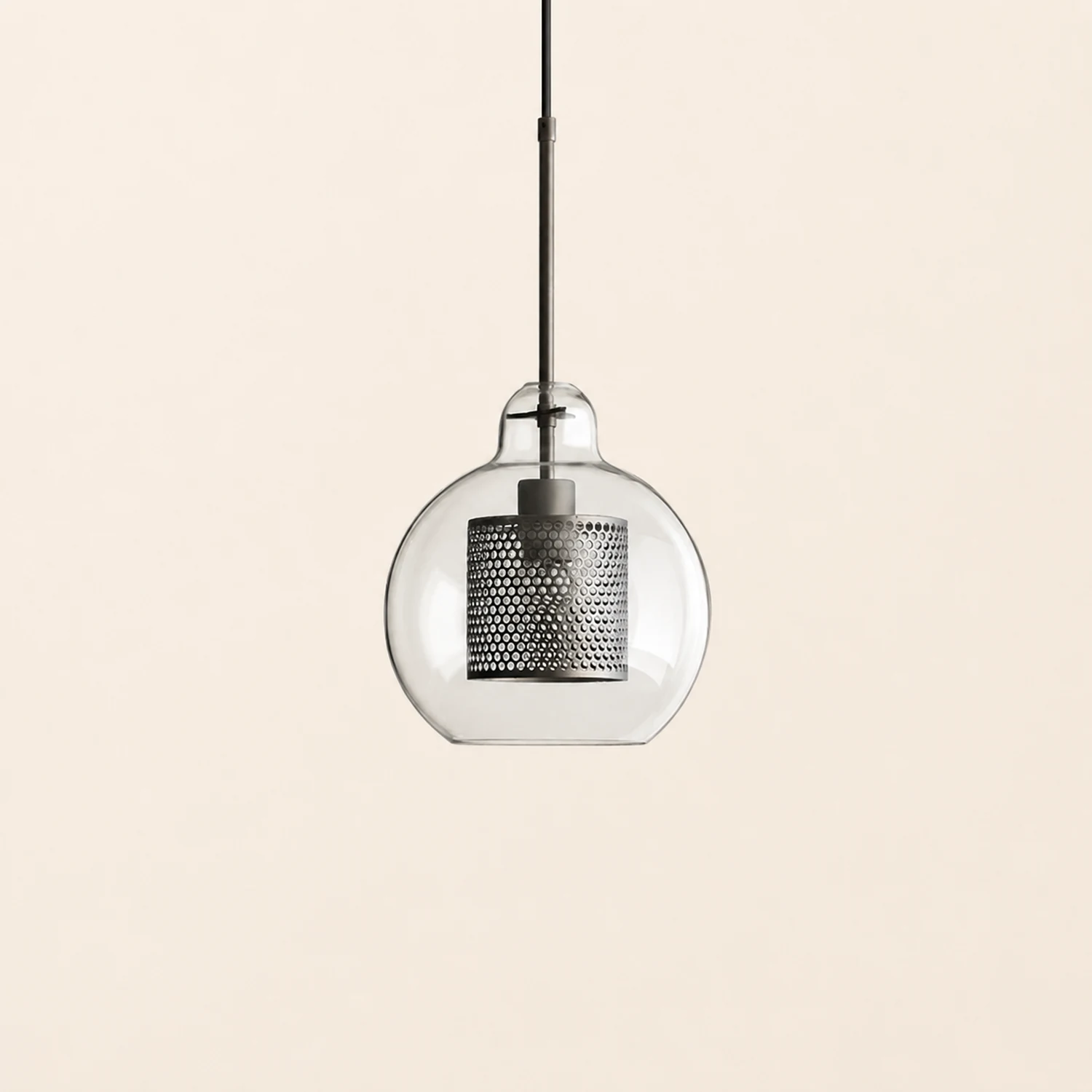 Oneal Contemporary Golden Pendant Light, Metal/Glass, Globe/Cylindric - Lumpaz