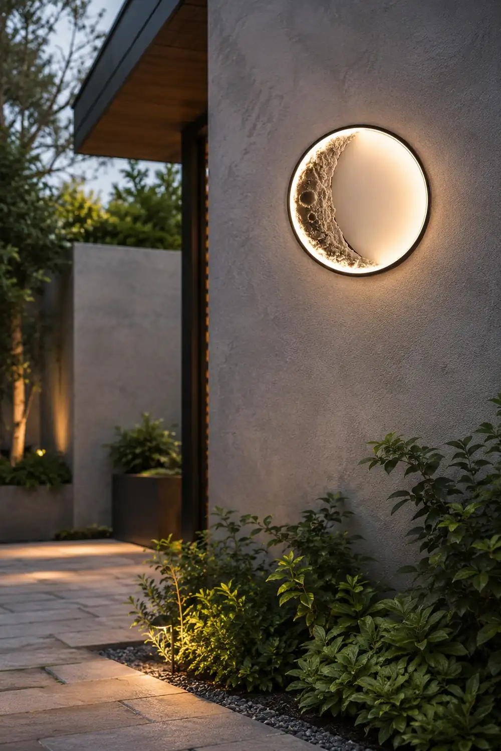 Elif Outdoor Wall Lamp Moon Modern, Led, Black, Courtyard - Lumpaz
