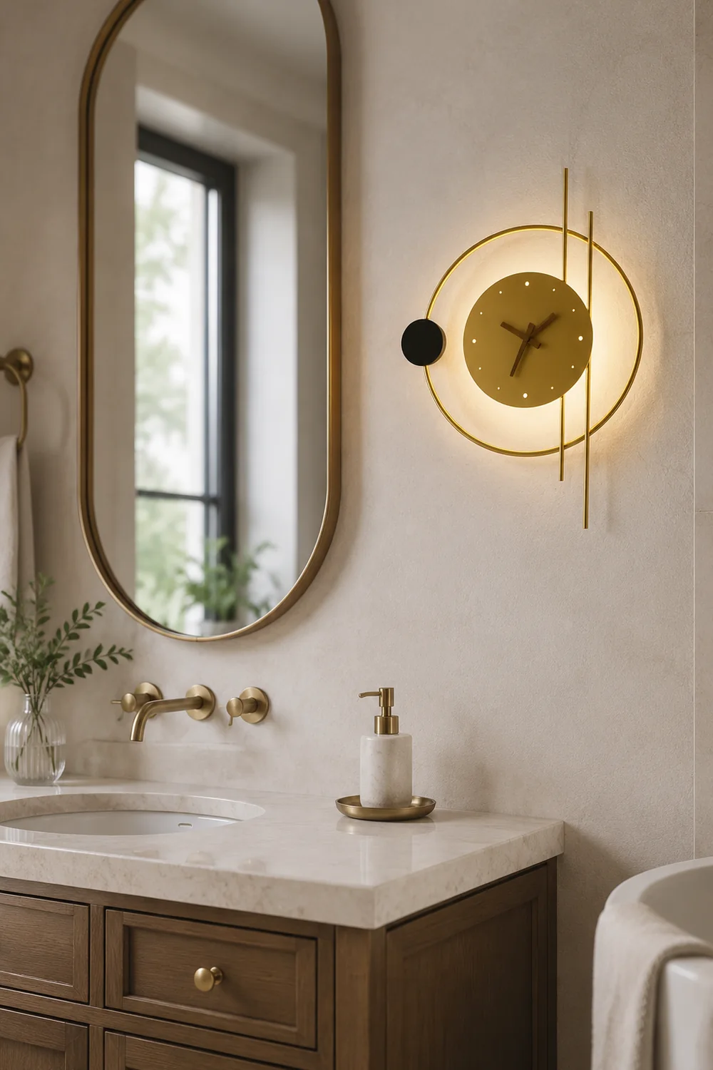 Nielsen Wall Lamp Clock, Black & Gold,  Iron & Acrylic - Lumpaz
