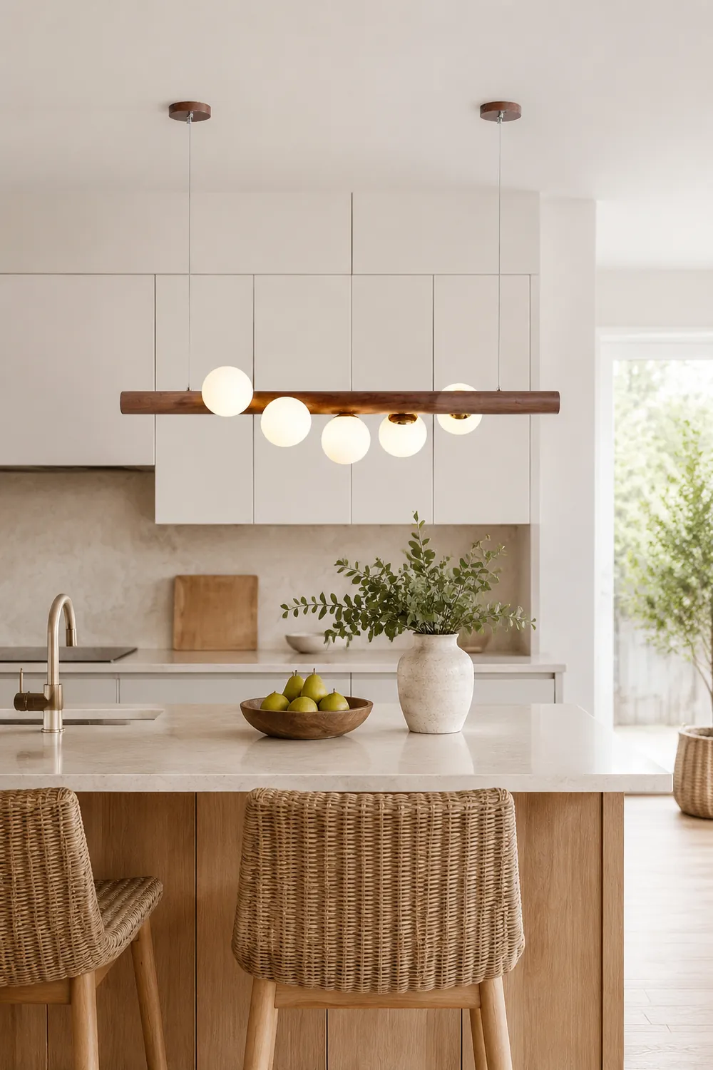 Valentina Glass Bubble Pendant Light Wood/Walnut - Lumpaz
