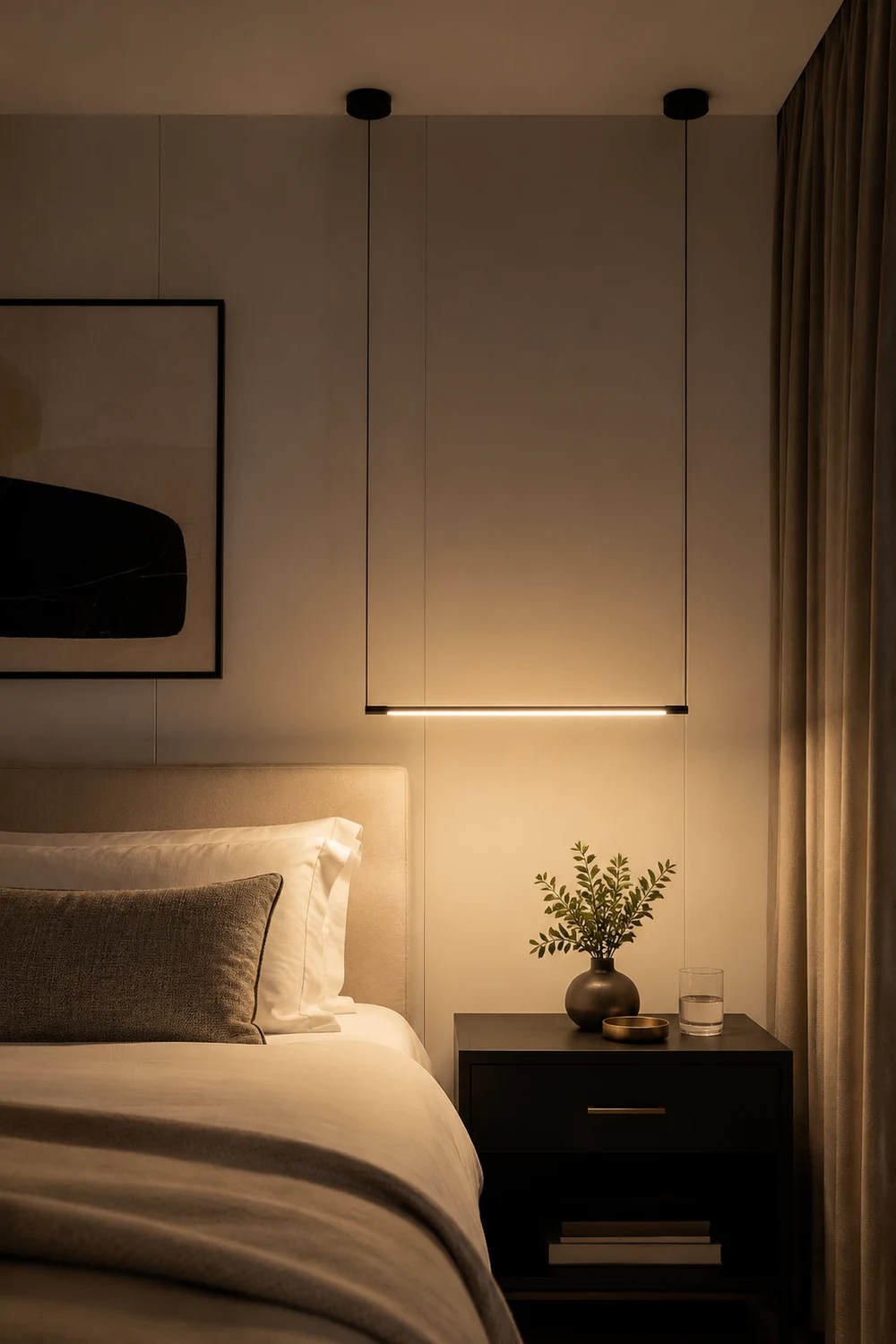 Edge Minimalist Linear Pendant Light Black Living Room - Lumpaz