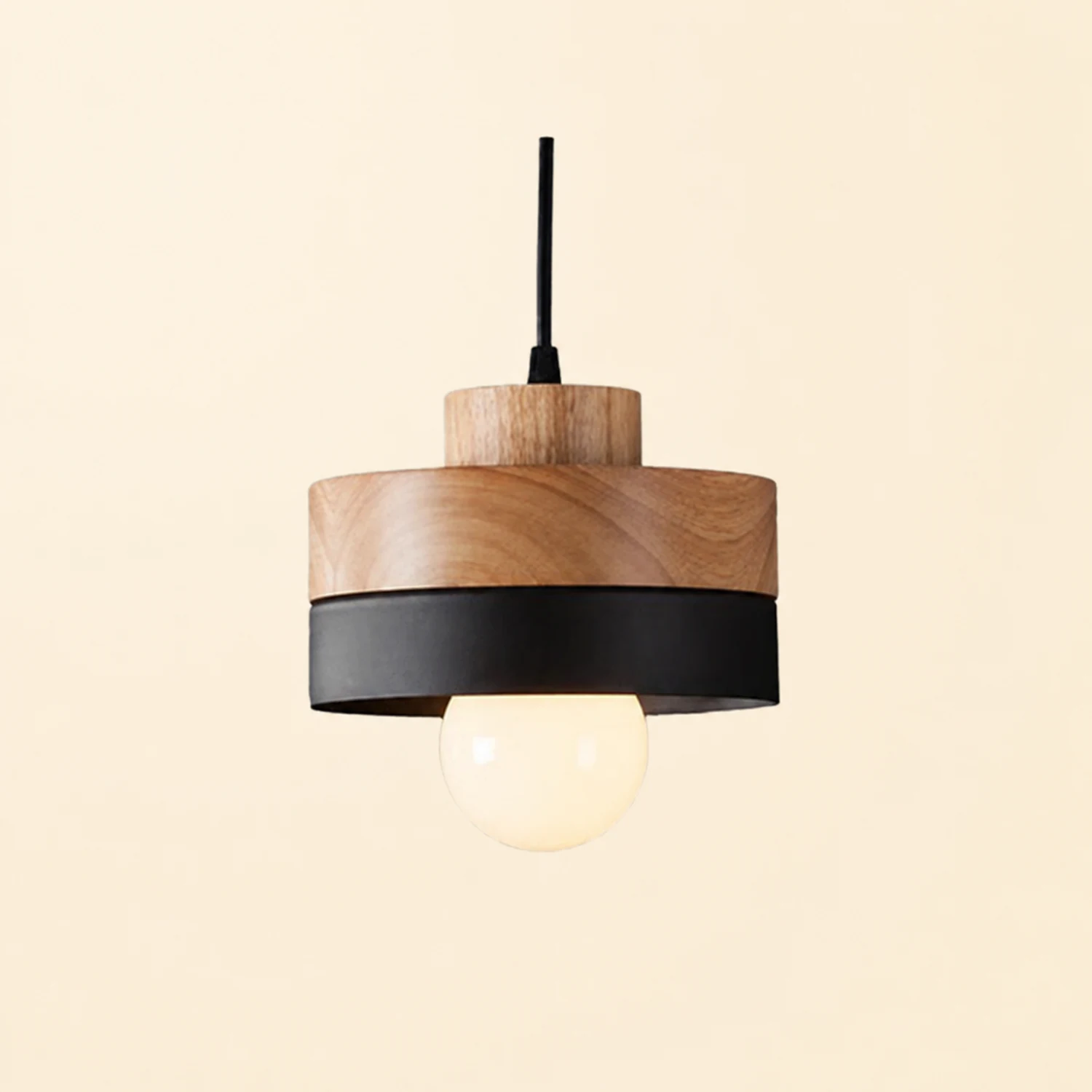 Morandi Modern Square Round Pendant Light Black White Metal Wood Living Room - Lumpaz