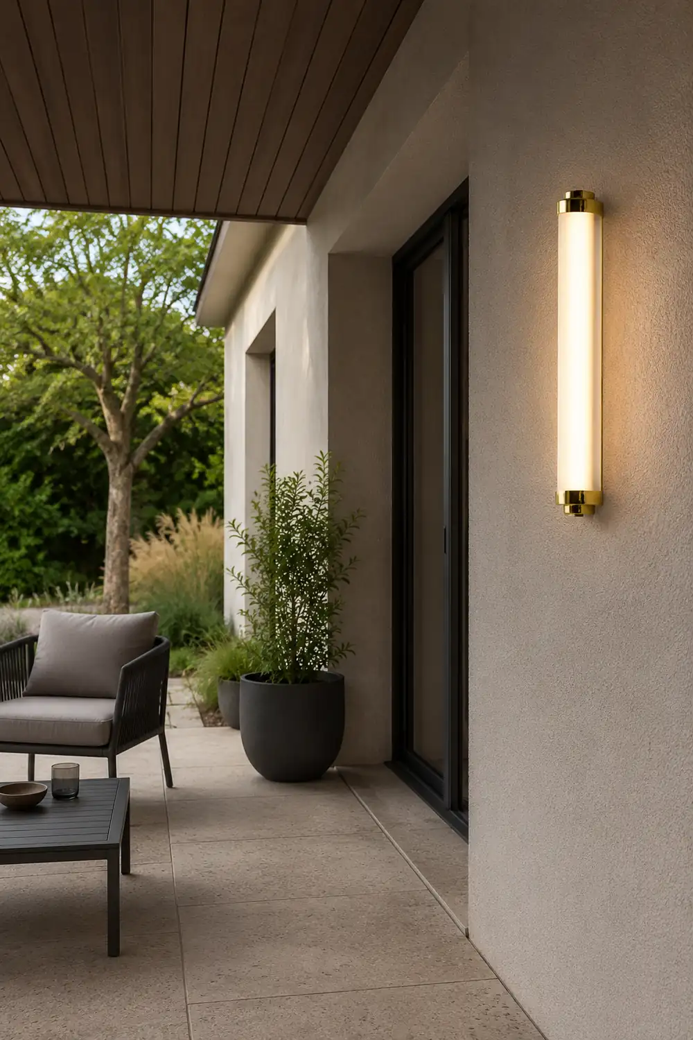 Edge Minimalist Cylindrical Metal Outdoor Wall Lamp, Black/Gold/Silver - Lumpaz