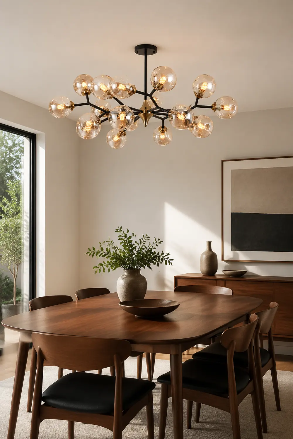 Valentina Art Deco Glass Bubble Chandelier, Amber - Lumpaz