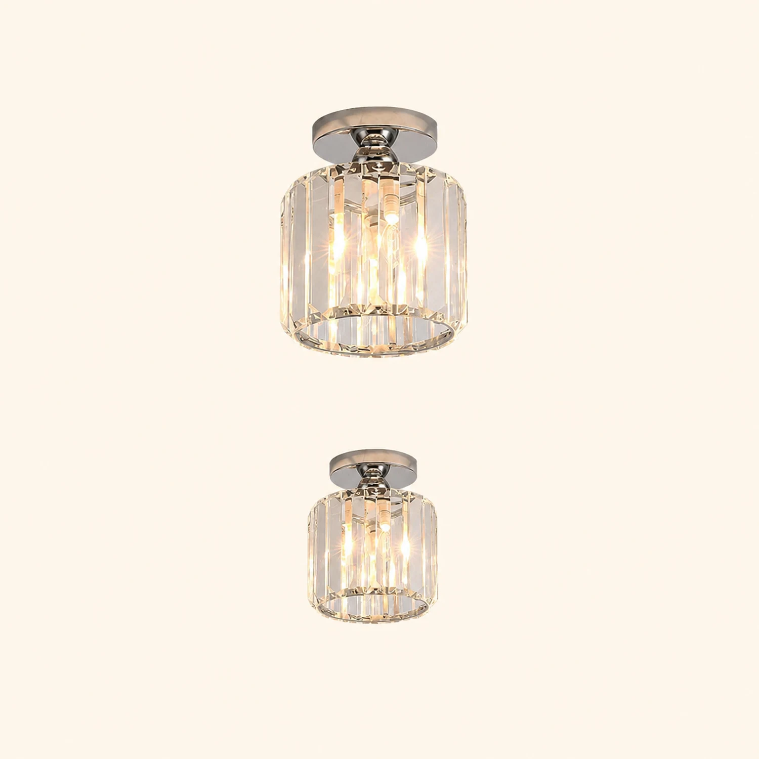 Herbert Modern Metal/Crystal Flush Mount Ceiling Light, 3 Colors - Lumpaz