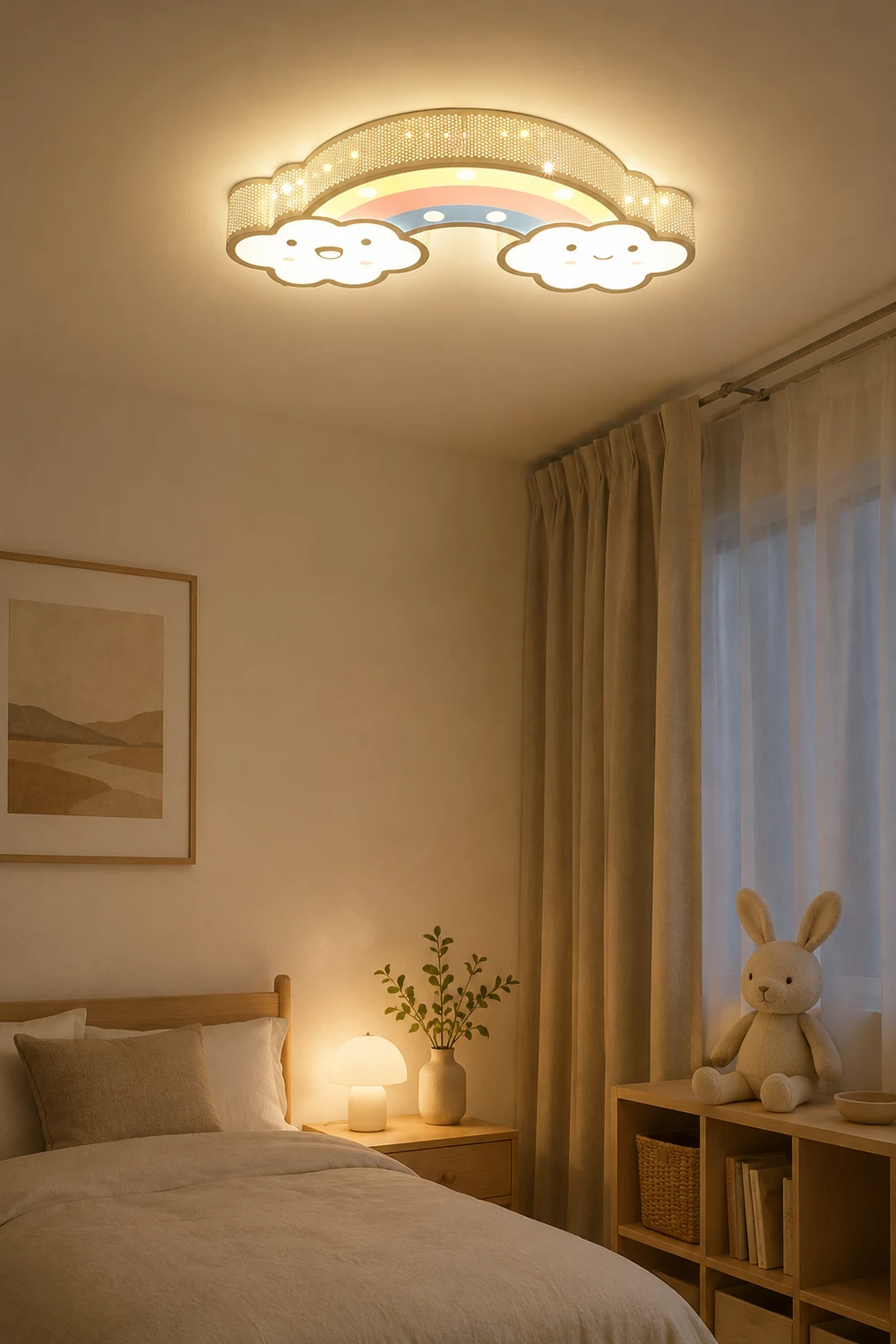 Freja Modern Rainbow/Rabbit Acrylic Flush Mount Ceiling Light - Lumpaz