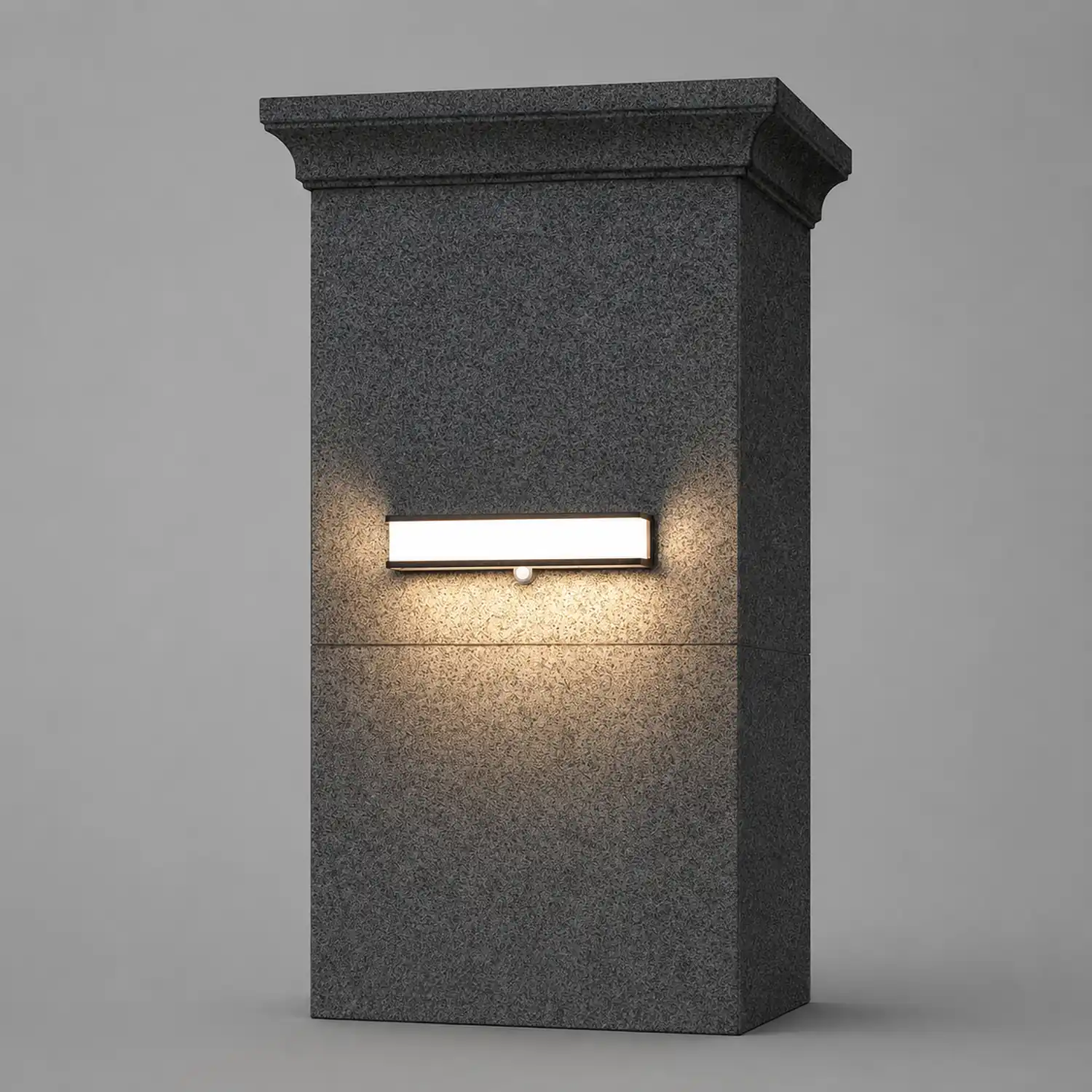 Orr Modern Minimalist Rectangular Acrylic Sensor Solar Outdoor Wall Lamp, Black/White - Lumpaz