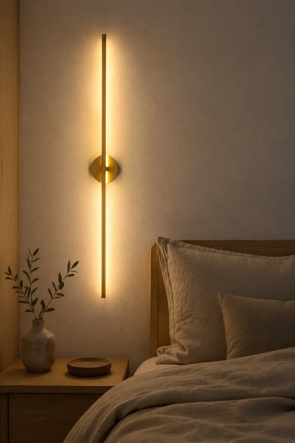 Edge Modern Linear Metal&Silica Gel Wall Mount Lamps, Gold - Lumpaz
