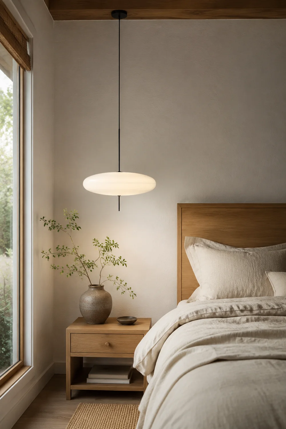 Leilani Nordic Modern Oval Single Pendant Light, White - Lumpaz