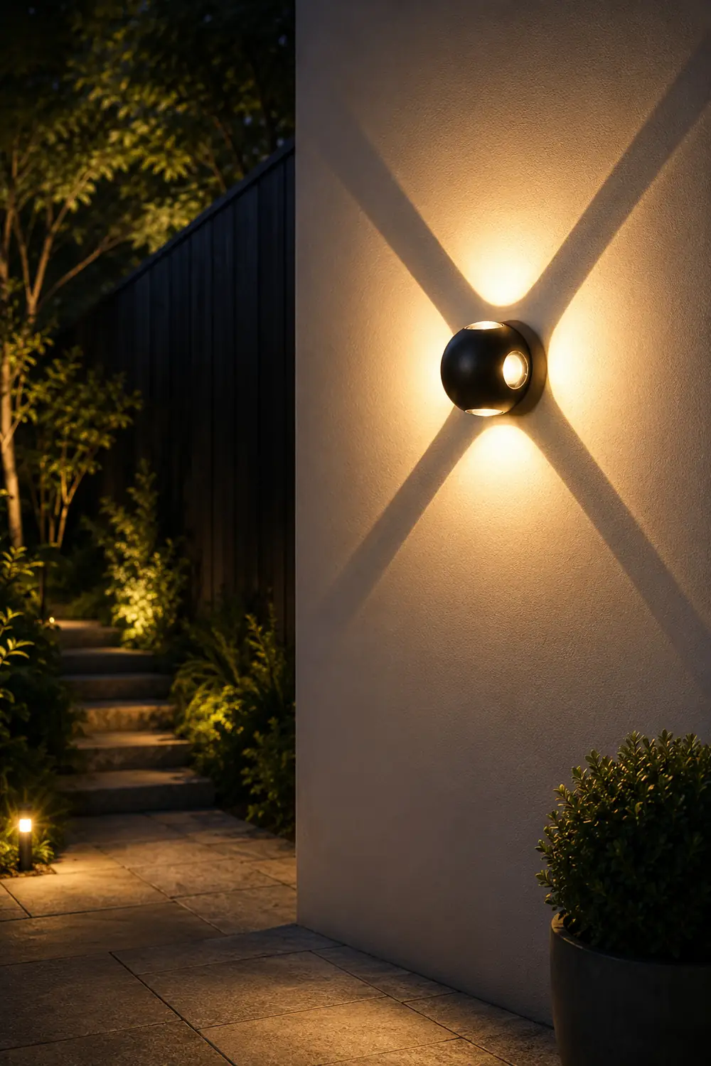 Orr Outdoor Wall Lamp Globe/Cruciform Ray Modern,Aluminum, Black, Garden - Lumpaz
