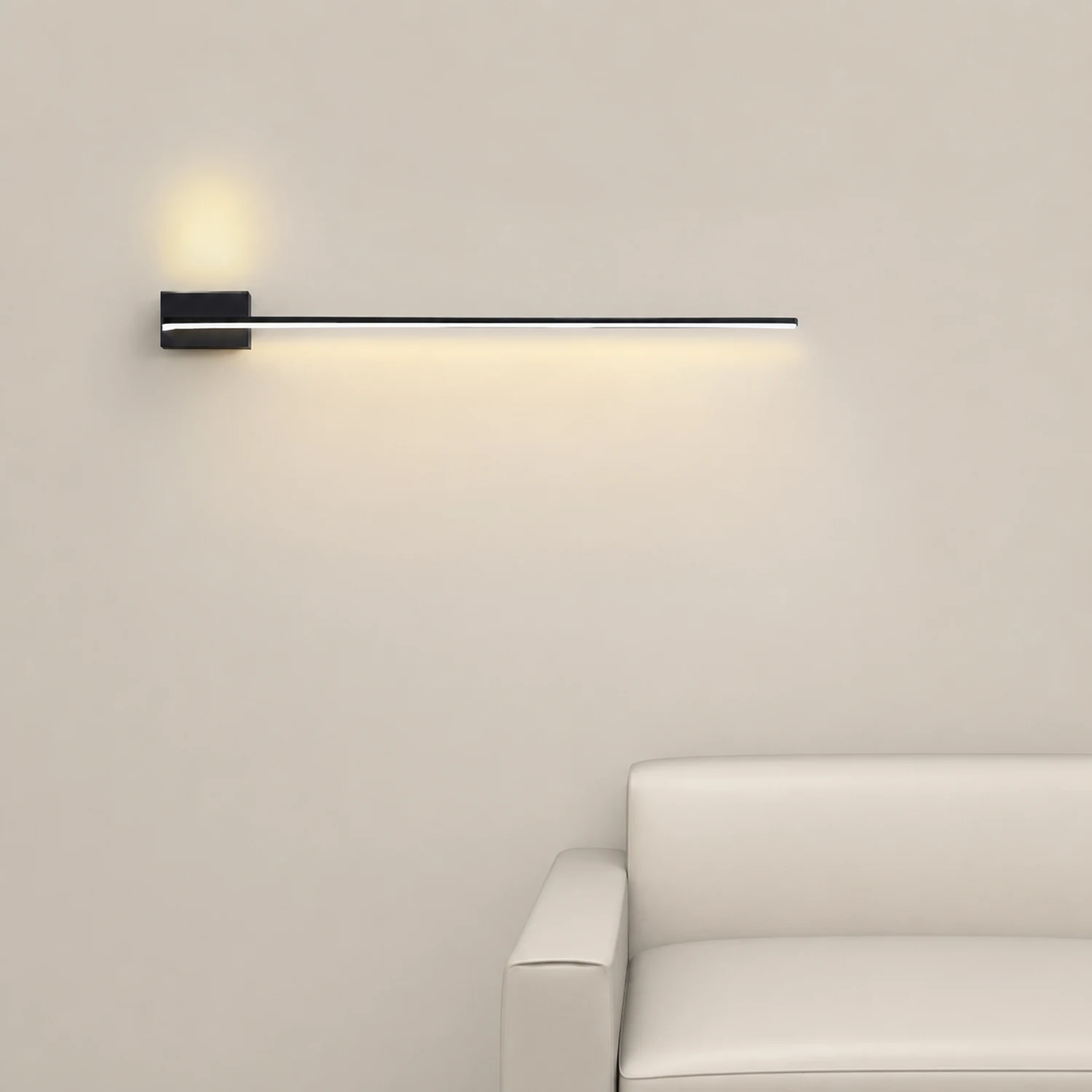 Edge Minimalist Linear Metal Vanity Wall Light Black Bathroom - Lumpaz