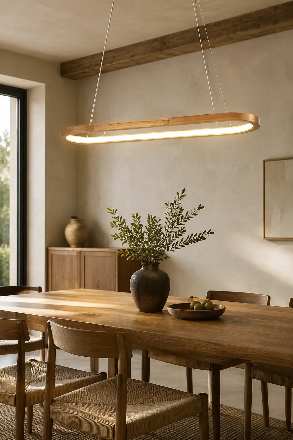 Ozawa Contemporary Oval Wooden Pendant Light Dining Room - Lumpaz