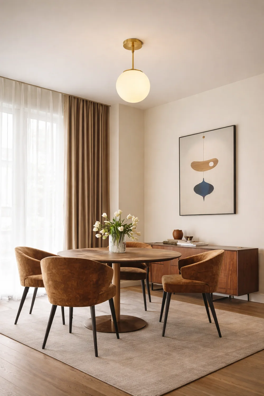 Valentina Simple Spherical LED Semi-Flush Mount Ceiling Light, Gold & Black - Lumpaz