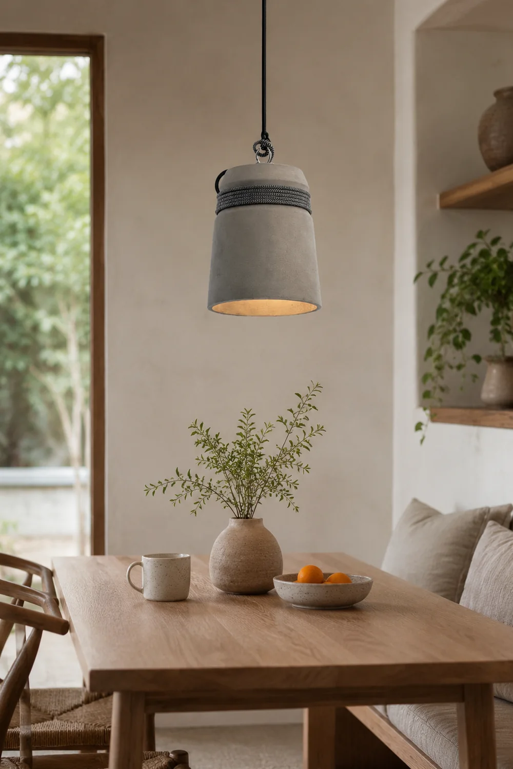 Zaid Industrial Pendant Light, Cement & Metal - Lumpaz