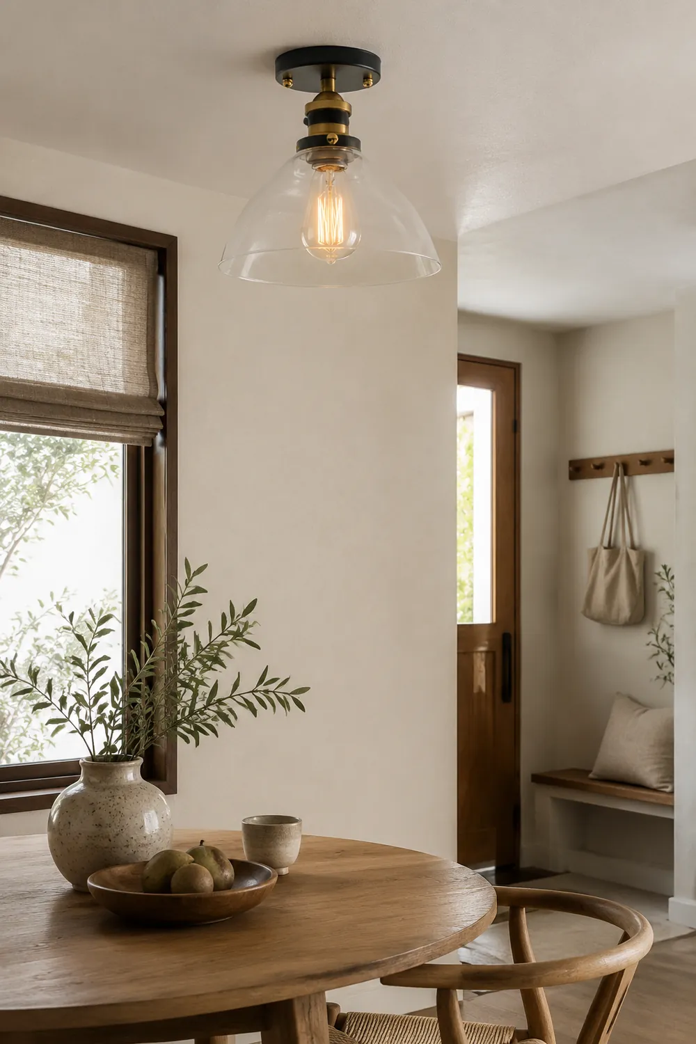 Alessio Industrial Glass Flush Mount Ceiling Light, Black - Lumpaz