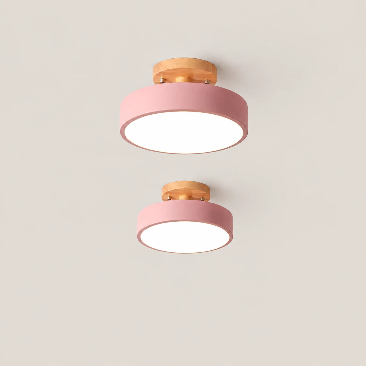 Quinn Round LED Flush Mount Ceiling Light Modern Wood/Acrylic - Lumpaz