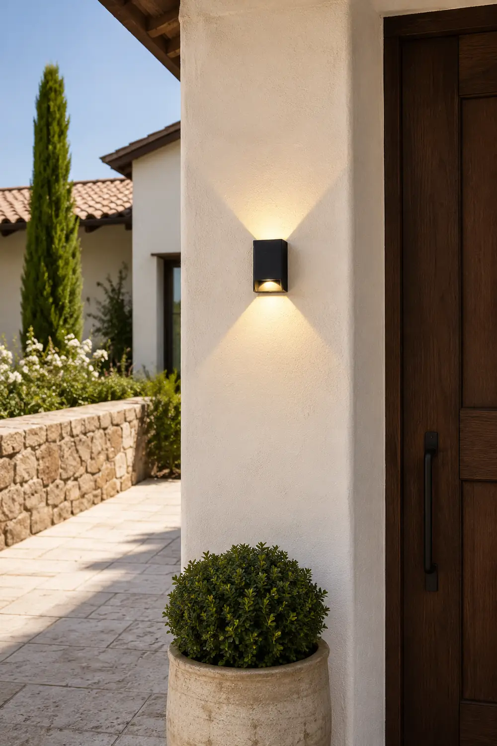 Orr Minimalist Up/Down Metal Outdoor Wall Lamp, Black - Lumpaz