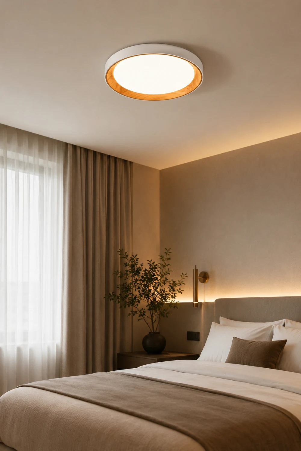 Quinn Modern LED Flush Mount Lighting White Wood/Acrylic Kitchen - Lumpaz
