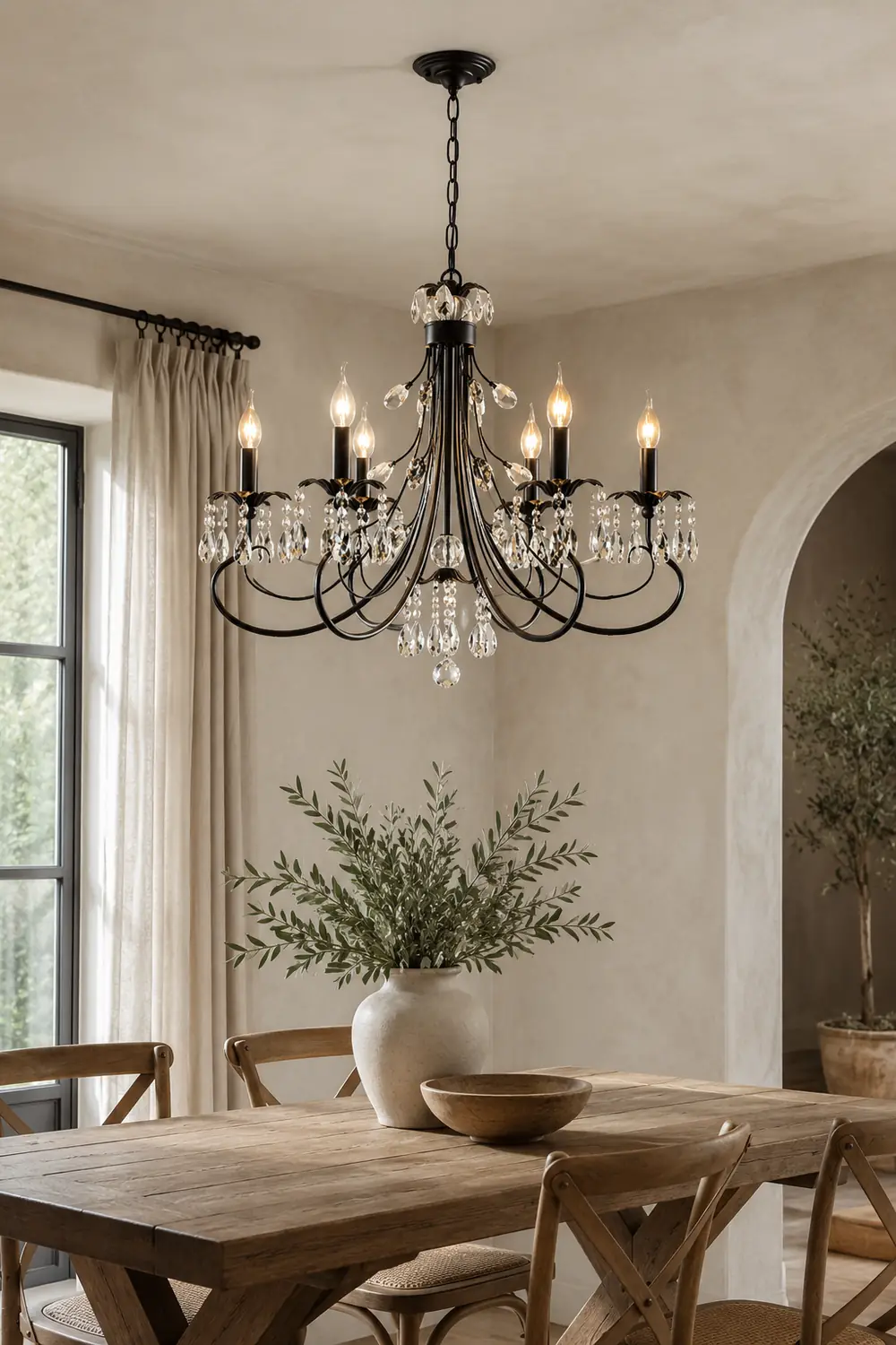 Silva Luxury Tiered Candle Metal/Crystal Chandelier, Black - Lumpaz