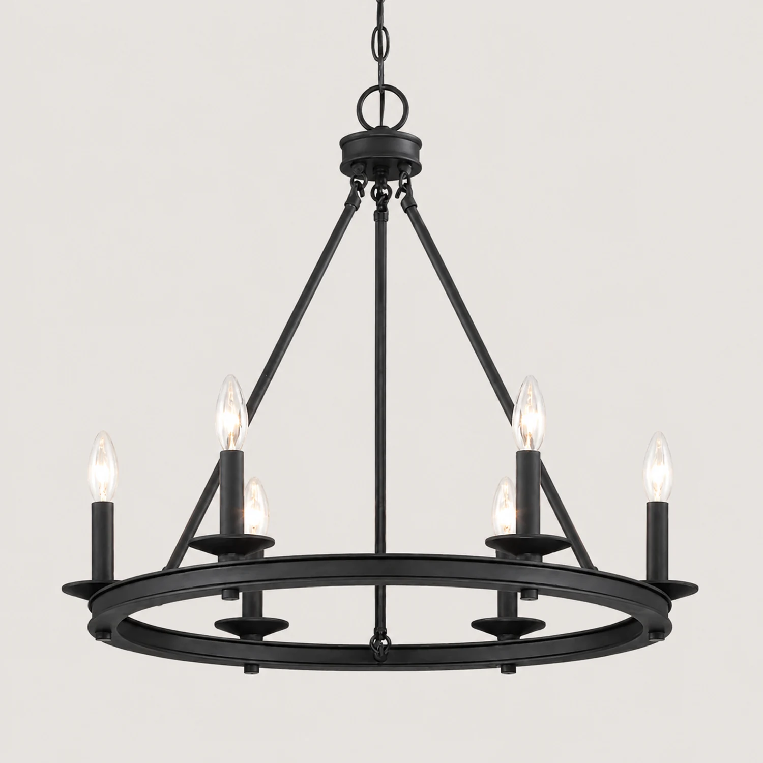 Silva Modern Candles Chandelier Black Metal Living Room/Bedroom - Lumpaz