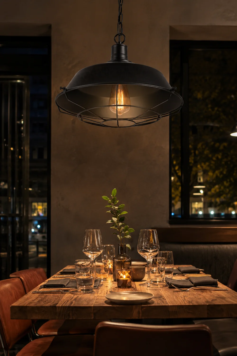 Alessio Farmhouse Swag Barn Pendant Light, Black - Lumpaz