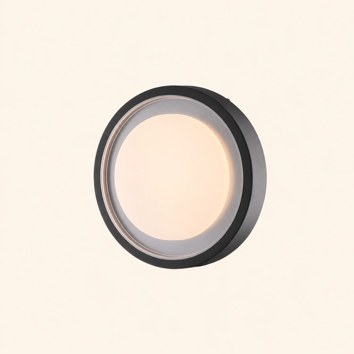 Orr Modern Circular Disc Shape Metal Outdoor Wall Lamp, Black - Lumpaz