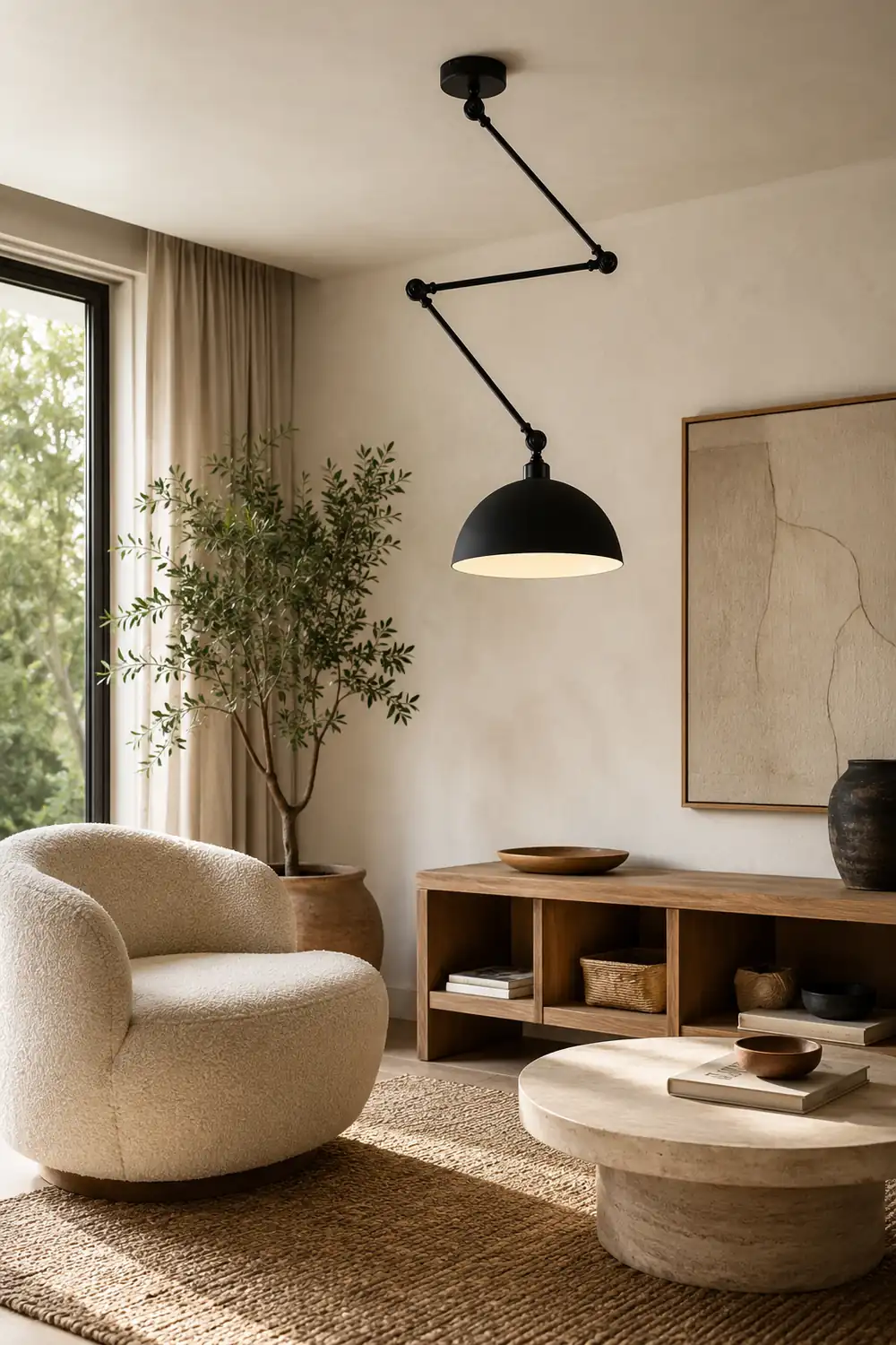 Minori Extendable Domed Pendant Light, Black/White/Red/Gold - Lumpaz