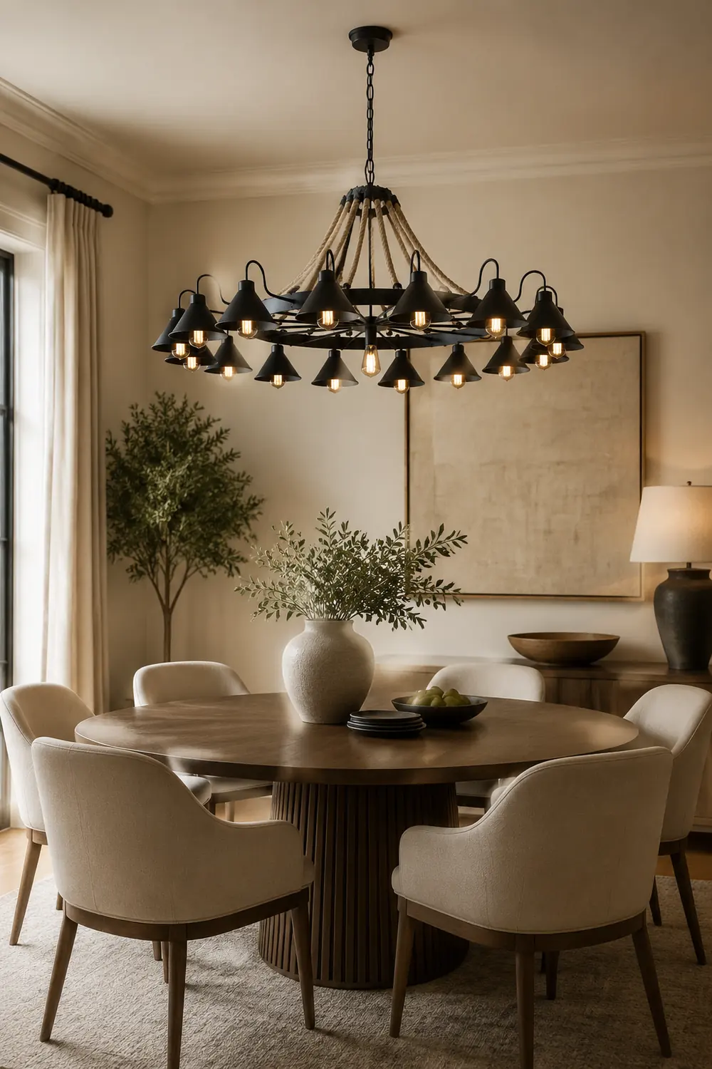 Alessio Vintage Industrial Rope Chandelier Metal Living Room - Lumpaz