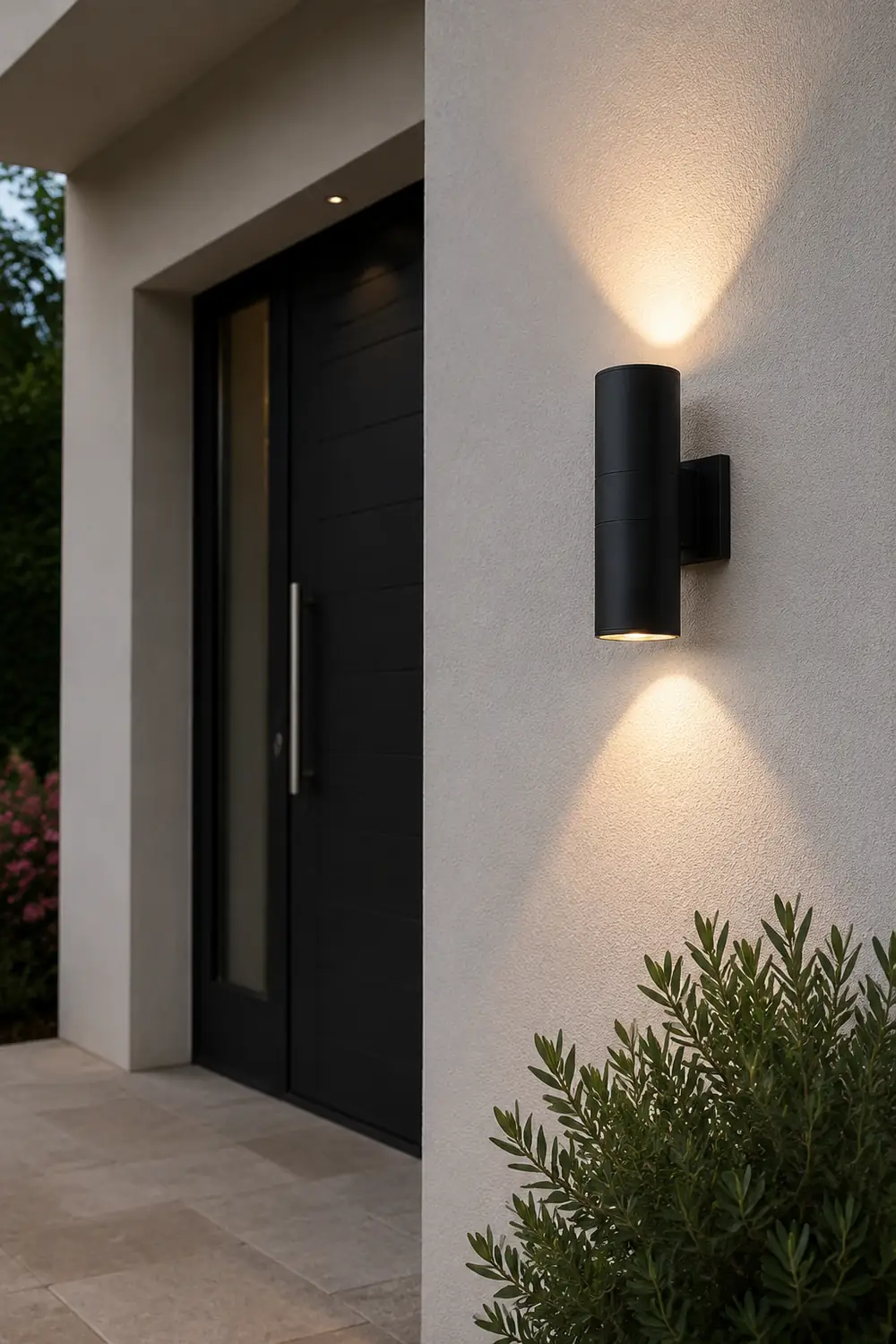 Orr Minimalist Metal Double-headed Outdoor Wall Lamp, Black - Lumpaz