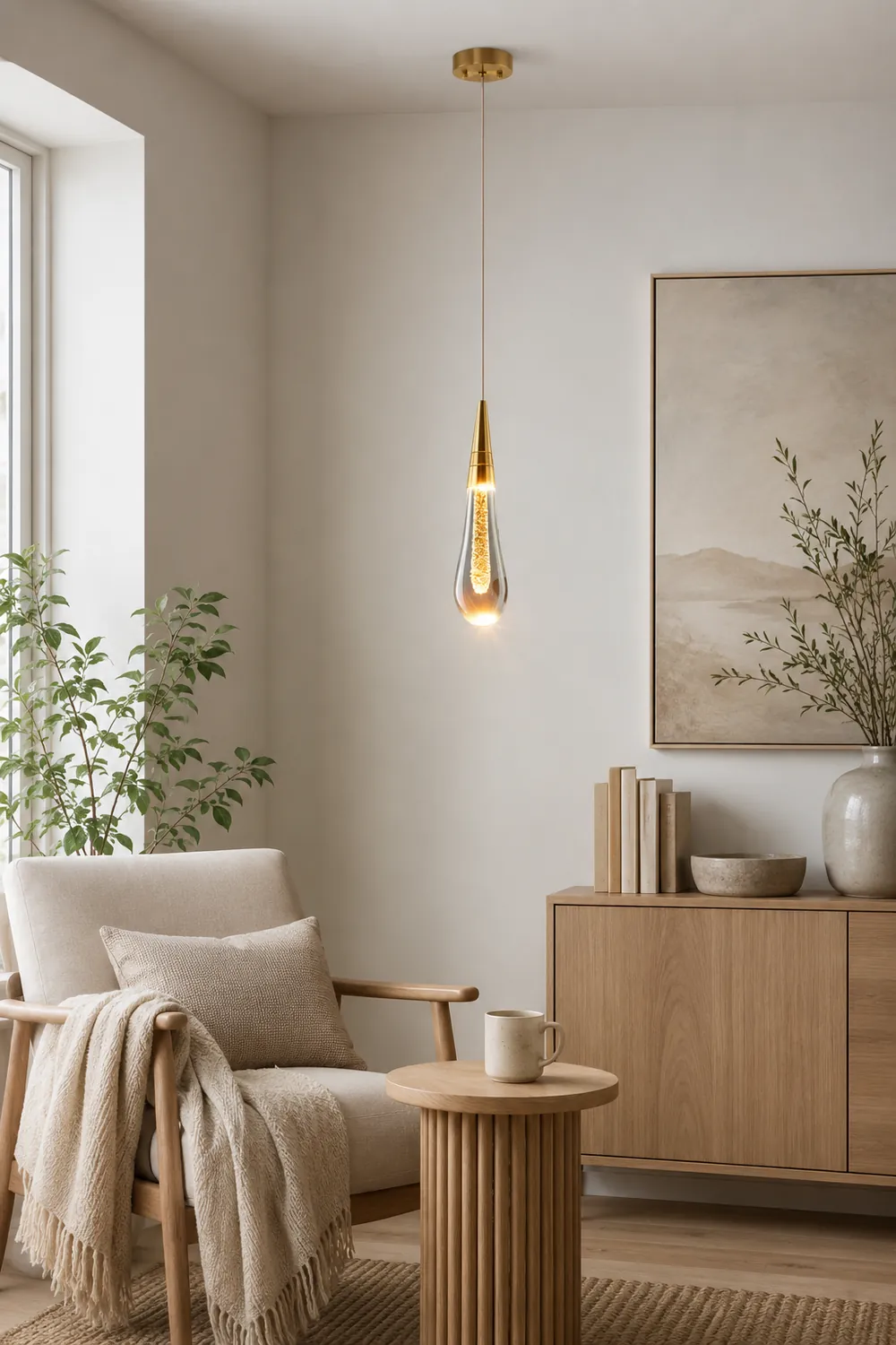 Kristy Modern Designer Teardrop Crystal Pendant Light, Gold - Lumpaz