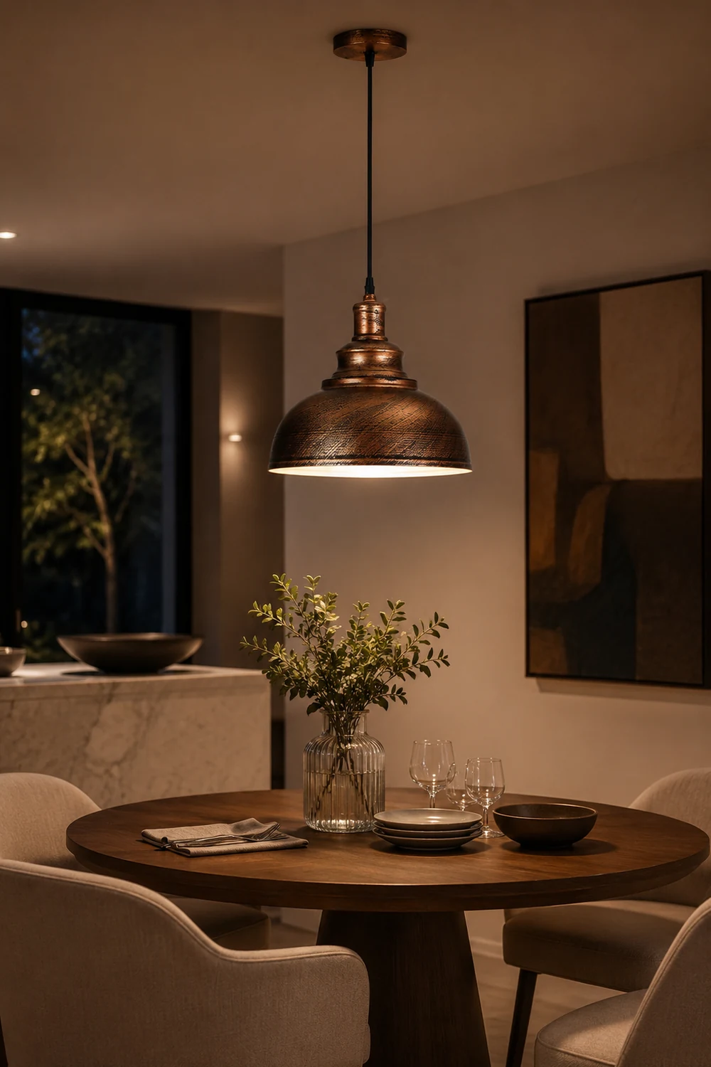 Cooley Pendant Light Dome Industrial, Metal, Black/White/Copper/Gray, Cafe - Lumpaz