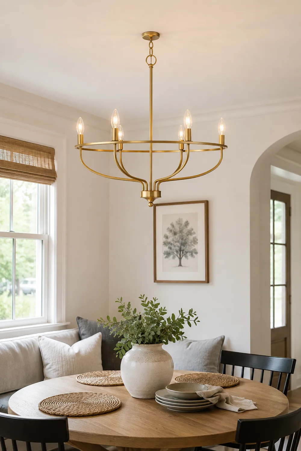 Silva Industrial Metal Candle Chandelier Black/Champagne Living Room/Bedroom - Lumpaz