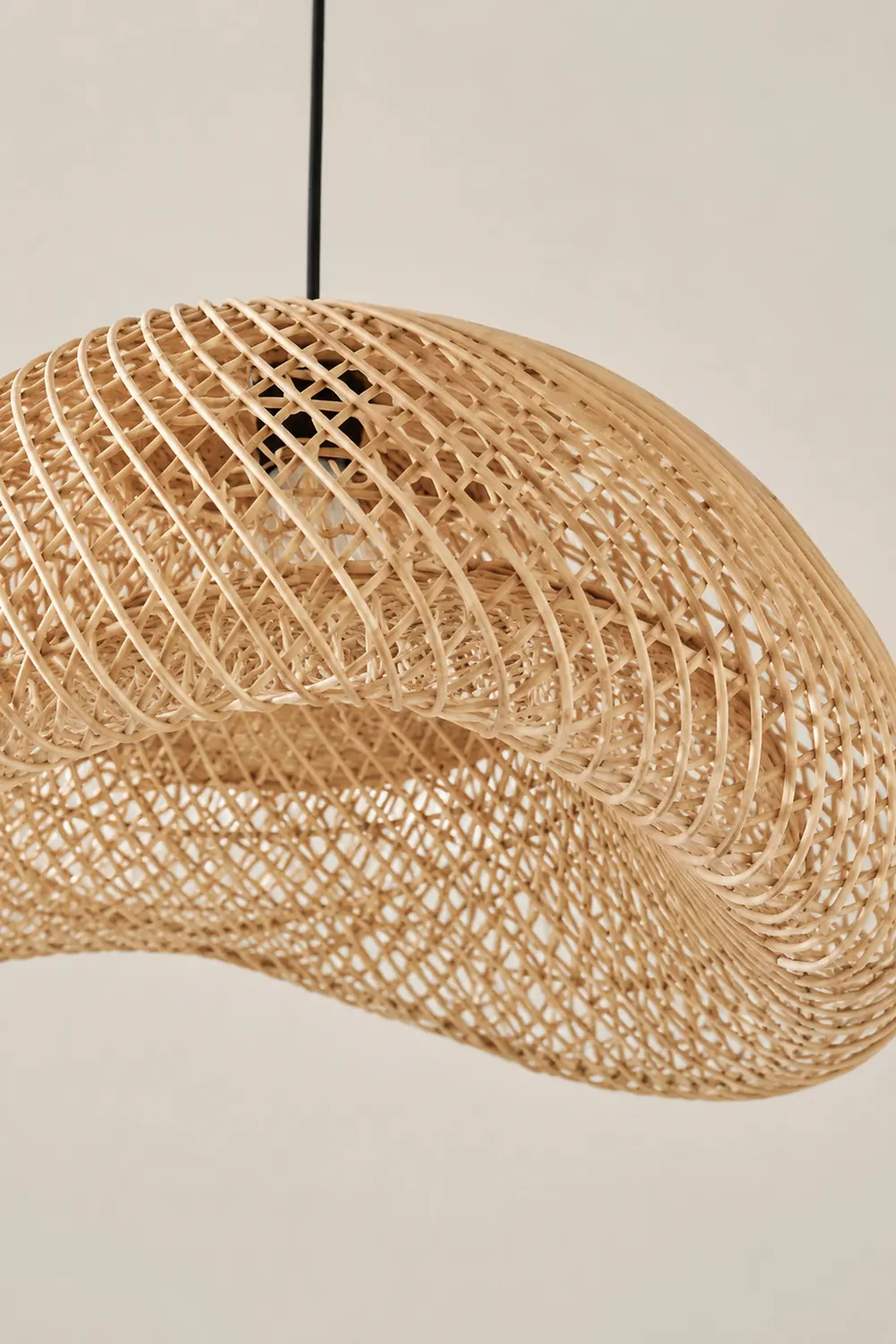 Muto Rustic Boho Rattan Pendant Light, Living Room - Lumpaz