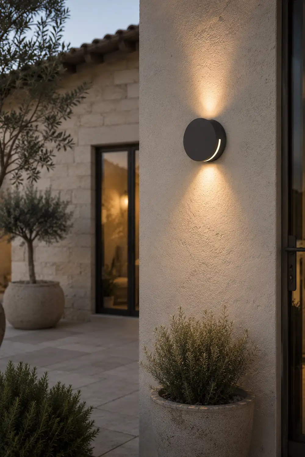 Orr Modern Minimalist Round Metal/Glass Waterproof Outdoor Wall Lamp, Black - Lumpaz