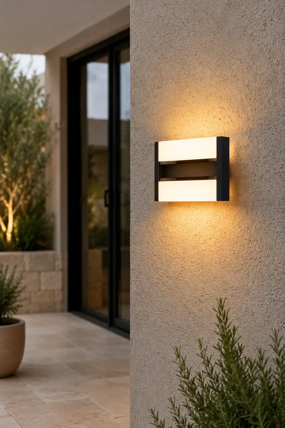 Orr Mondern Rectangular Rotatable Metal Outdoor Wall Lamp, Black - Lumpaz