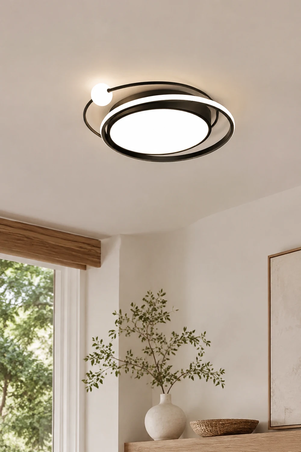 Lacey Modern Multi Orbit Flush Mount Ceiling Light, Black/Gold - Lumpaz