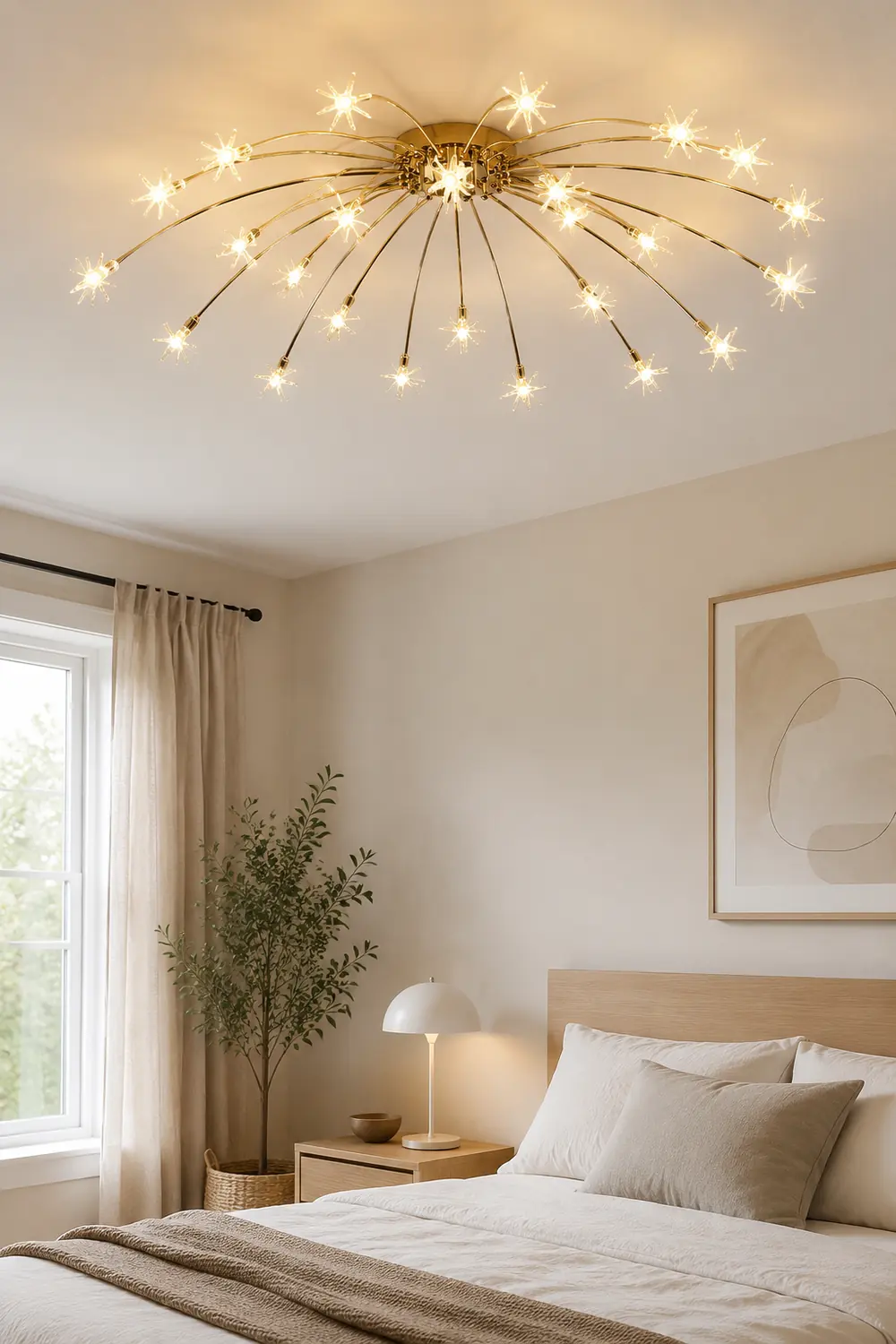 Madina Art Deco Starry Metal/Glass Flush Mount Ceiling Light Black/Gold/Chrome - Lumpaz