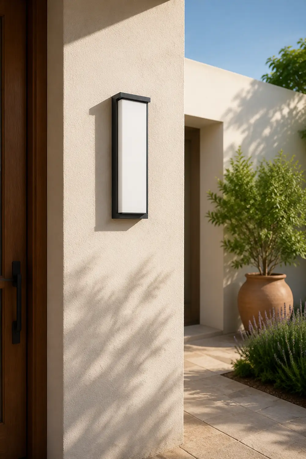 Orr Modern Minimalist Rectangular Metal Outdoor Wall Lamp, Black - Lumpaz