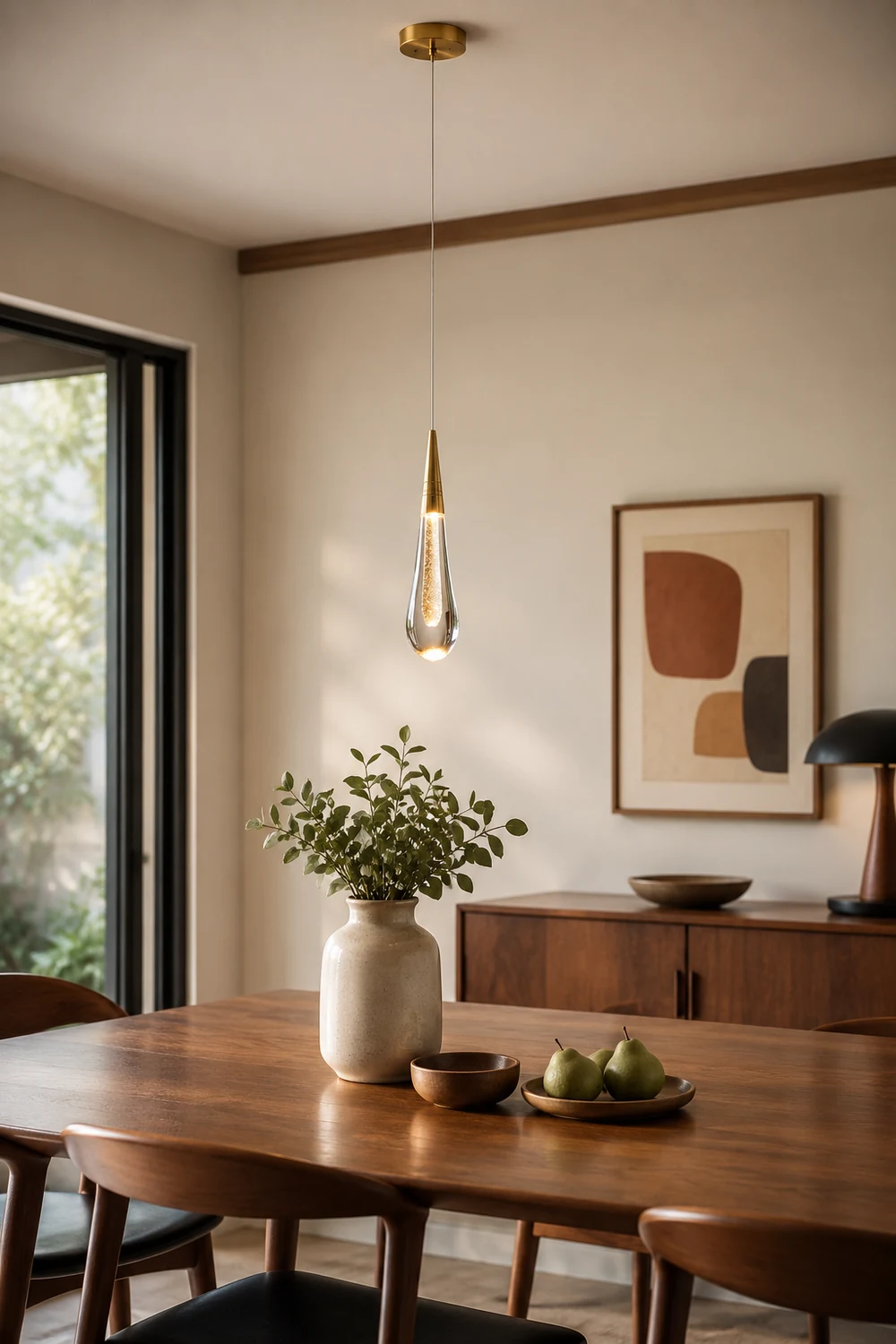 Kristy Modern Designer Teardrop Crystal Pendant Light, Gold - Lumpaz