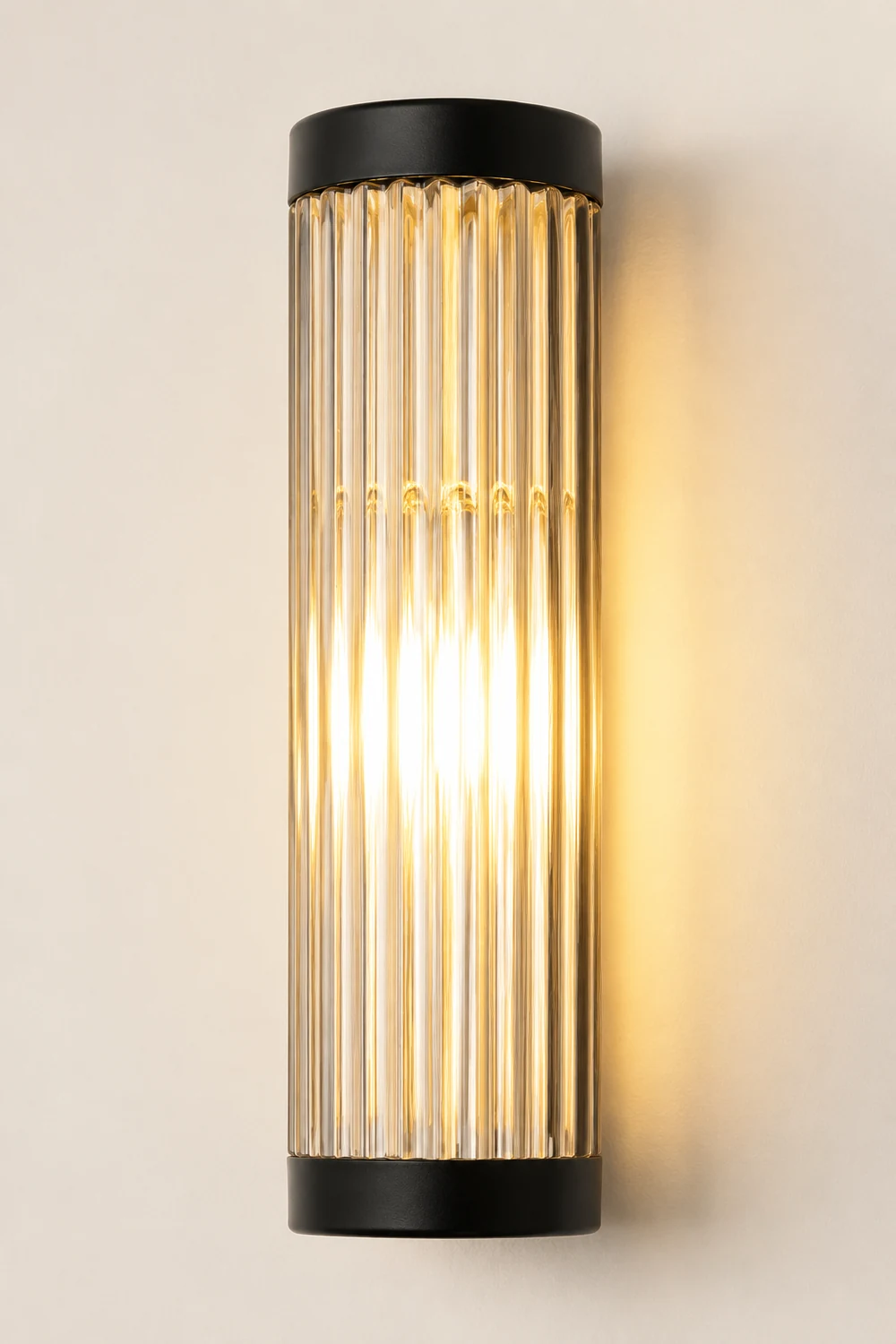 Orr Modern Semi-Cylindrical Metal/Glass Outdoor Wall Lamp, Black - Lumpaz