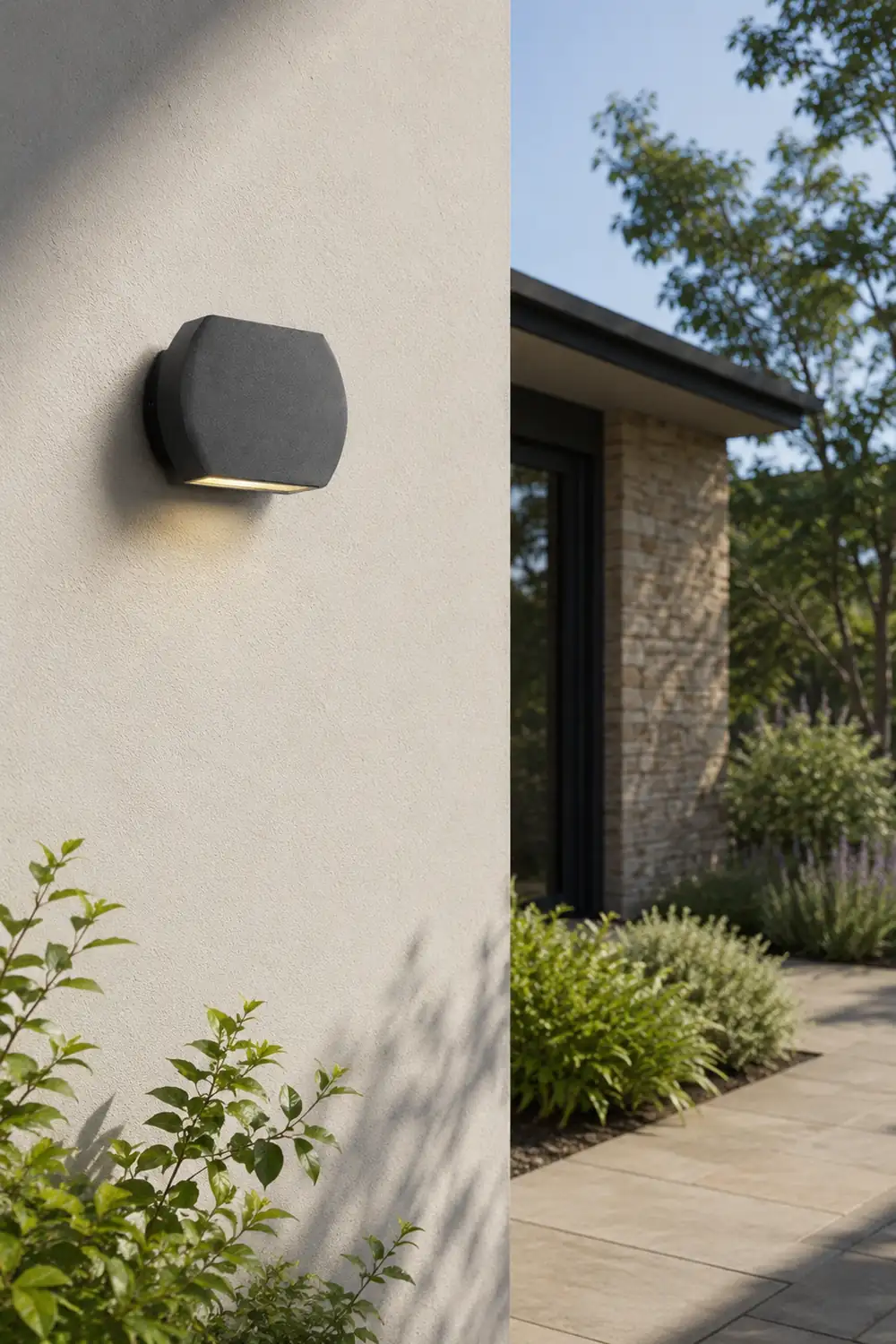 Orr Minimalist Geometric Metal Outdoor Wall Lamp, Black/Gray - Lumpaz