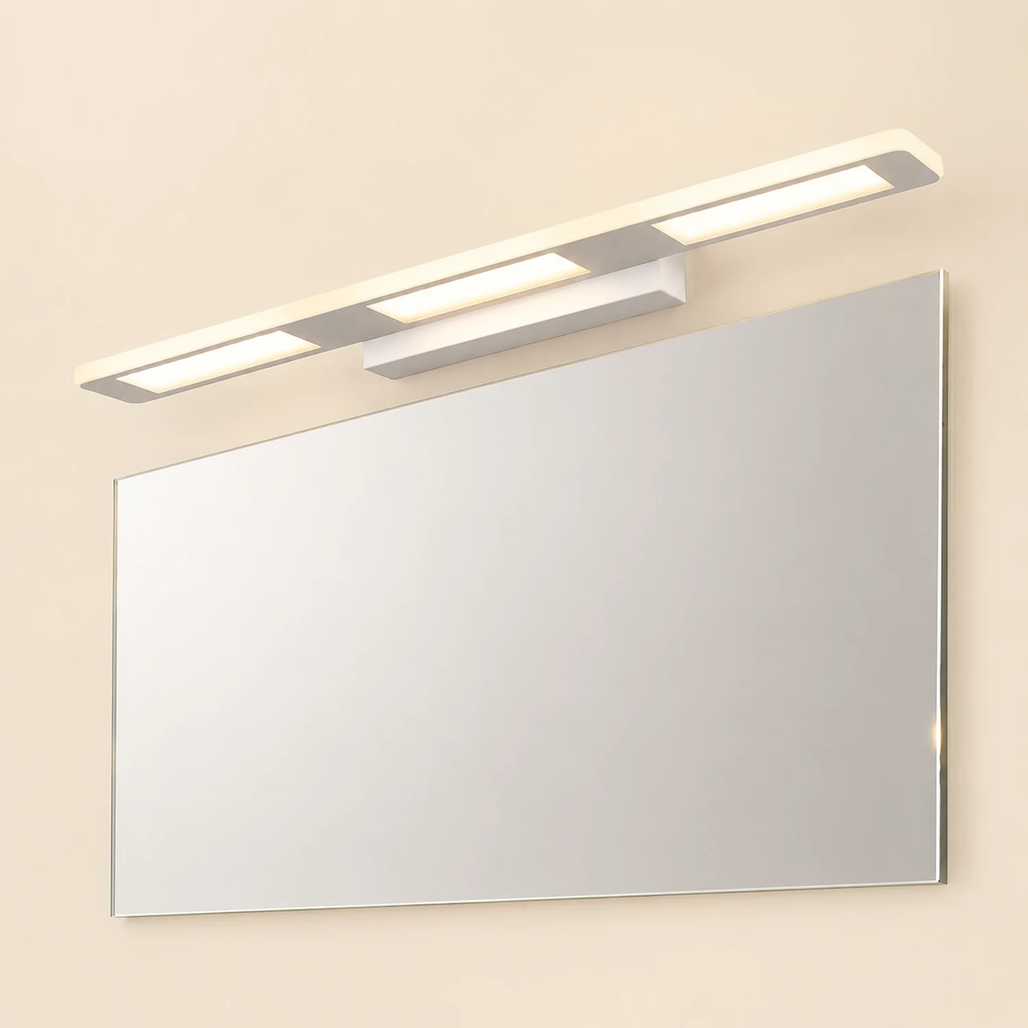 Leigh Modern Rectangular Metal/Acrylic Wall Lamp, White, Bathroom - Lumpaz