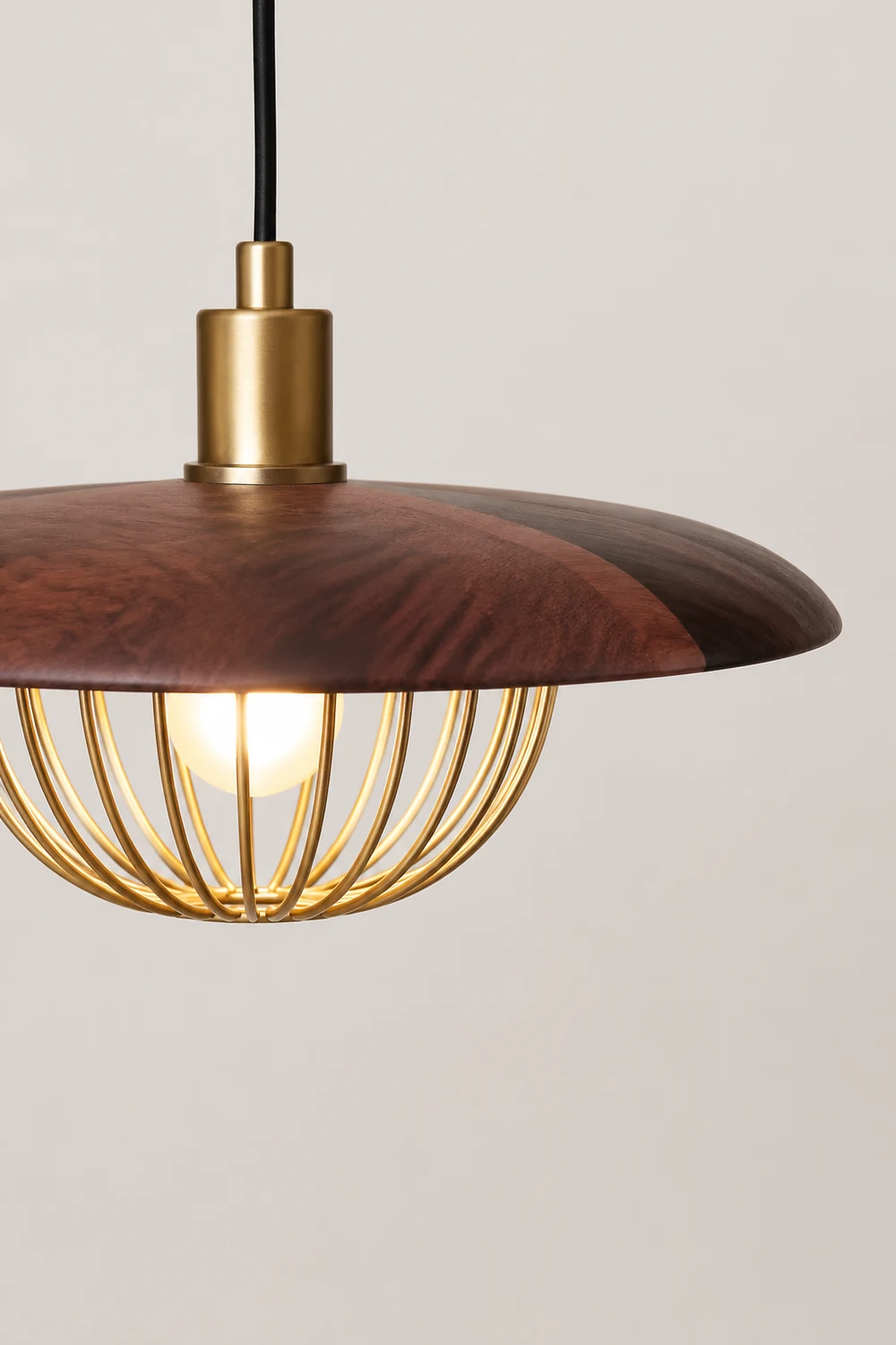 Cairns Modern Nordic Sutle Metal Pendant Light, Gold/Brown/Gray/Brown/Wood - Lumpaz