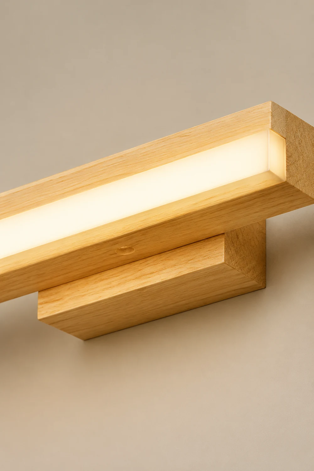 Leigh Modern Linear Wood/Acrylic Wall Lamp, Bathroom, Vanity Mirror Front - Lumpaz