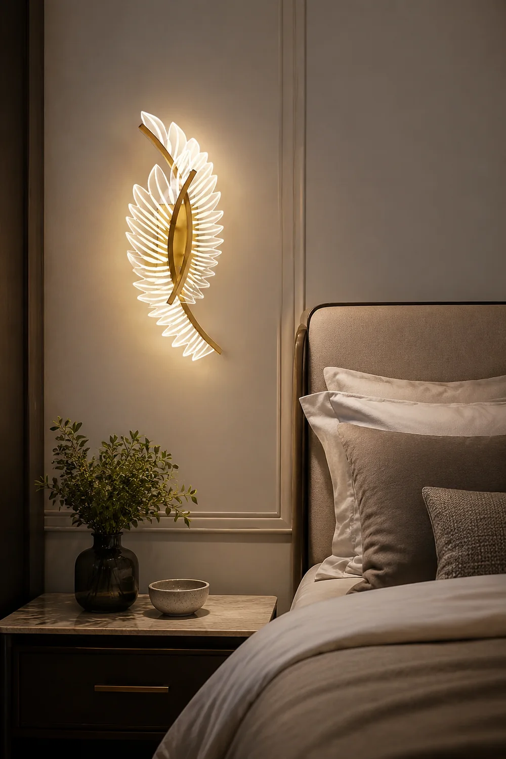 Kristy Modern Crystal Wall Lamp Gold Wings Design Sconce for Bedroom - Lumpaz