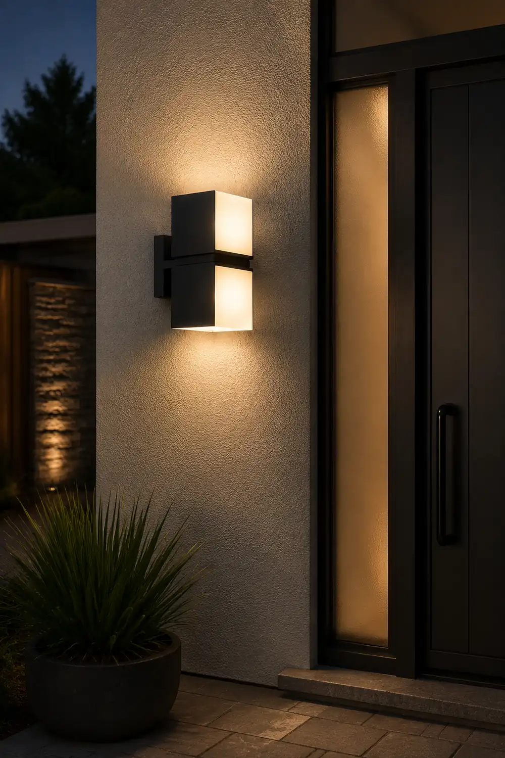Orr Modern Geometry Rotatable Metal/Acrylic Outdoor Waterproof Wall Lamp, Black - Lumpaz