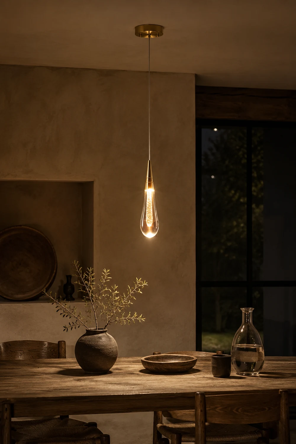Kristy Modern Designer Teardrop Crystal Pendant Light, Gold - Lumpaz