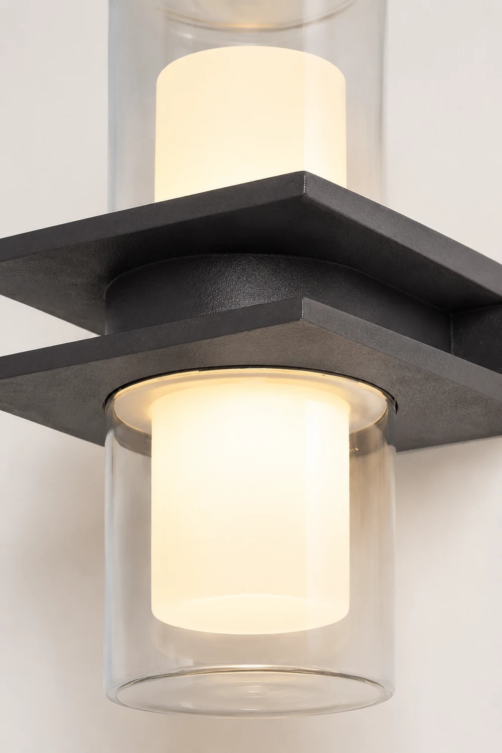 Orr Modern Cylindrical Metal Outdoor Wall Lamp With 2 Heads, Black - Lumpaz