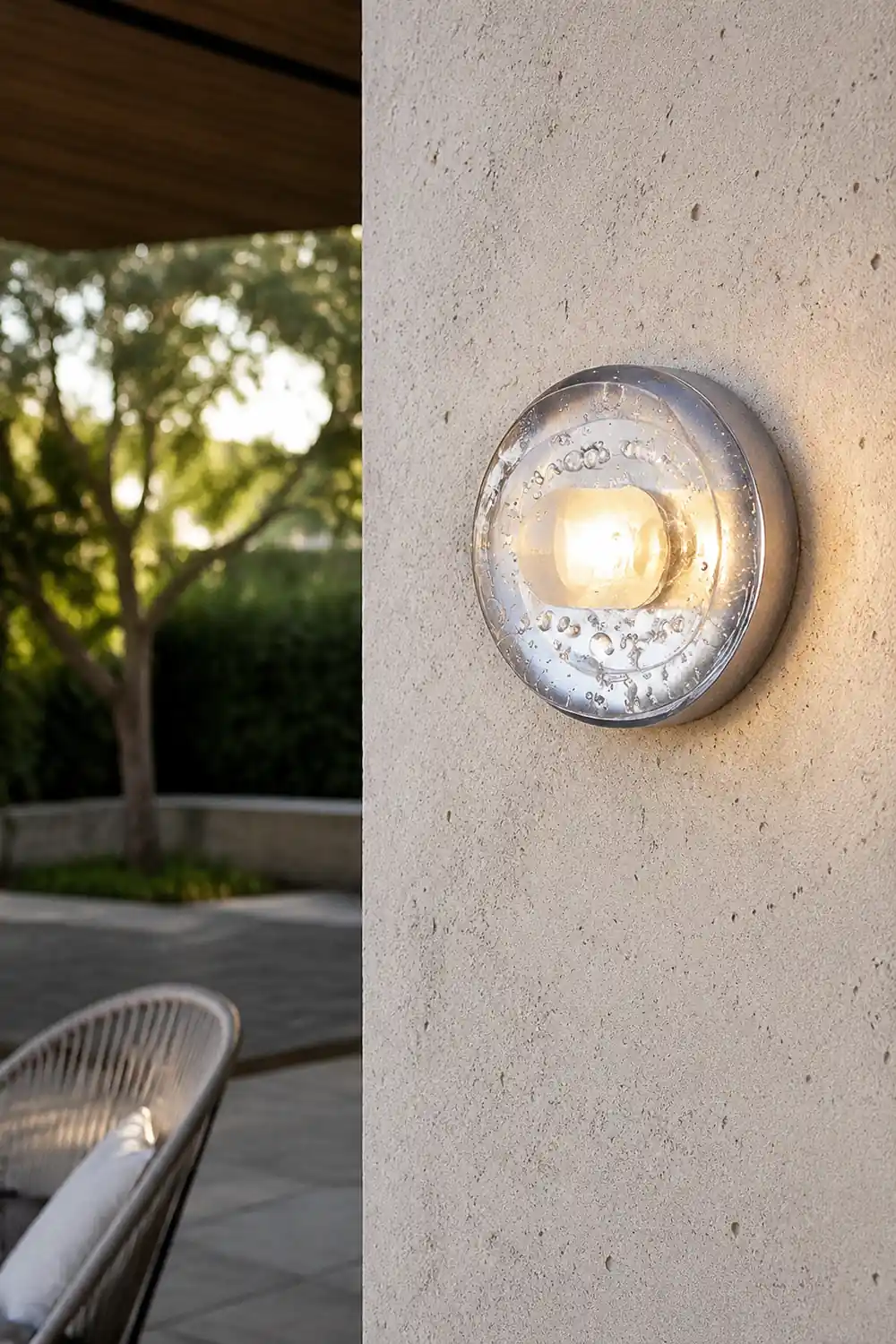 Valentina Waterproof Semi-circular Glass Outdoor Wall Lamp, Transparent - Lumpaz